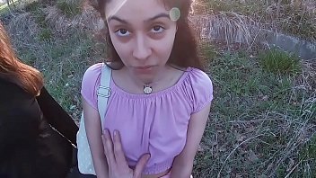 I fuck and jizm with two youthfull teenies that comeback from school OUTDOOR POV THREESOME