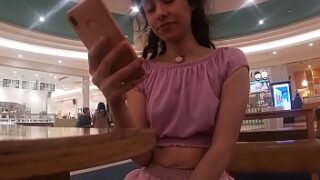 Naked at the mall with spunk on her face!!!