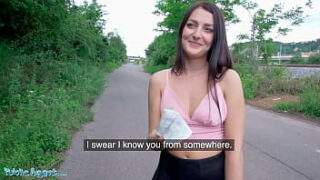 Public Agent Black-haired Katy Rose Gives Fellatio in the Forest