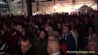 wild blonde lesbo hook-up flash on public sexfair