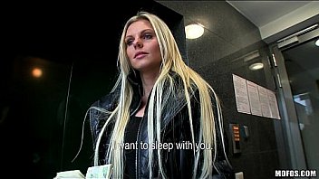 Gorgeous blonde Czech woman is picked up and paid for public fuckfest