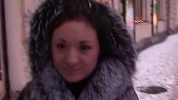 Hot brown-haired railing a big chisel