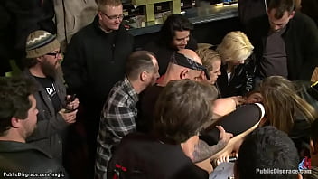 Corded tramp Jodi Taylor by dom Princess Donna Dolore groped and booty fucked by big jizz-shotgun Astral Dust then jaws fucked in public restroom