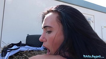 Public Agent cock-squeezing booty stunner luvs getting rammed outside