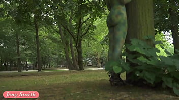 Super-cute stunner naked in the city park. Spy webcam