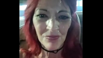 Cougar Gets A Facial cumshot And Driven Around Town- Public Spunk Walk