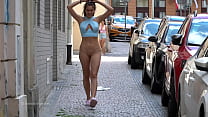 flashing her twat on the streets of Europe