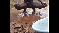 Washing my dick outdoor